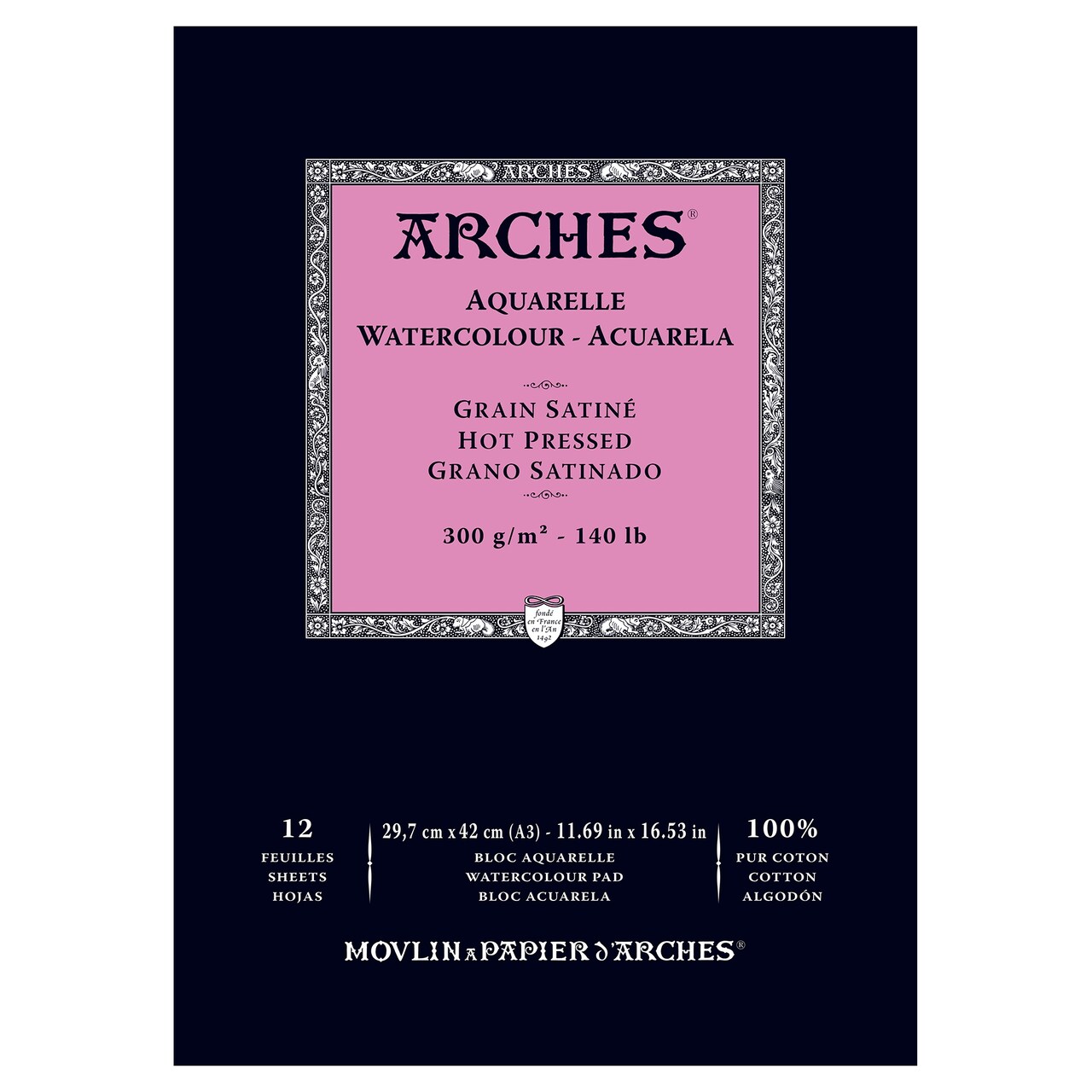 Arches Watercolor Paper Pad, 140 pound, Hot Press, 11.69"x16.53"